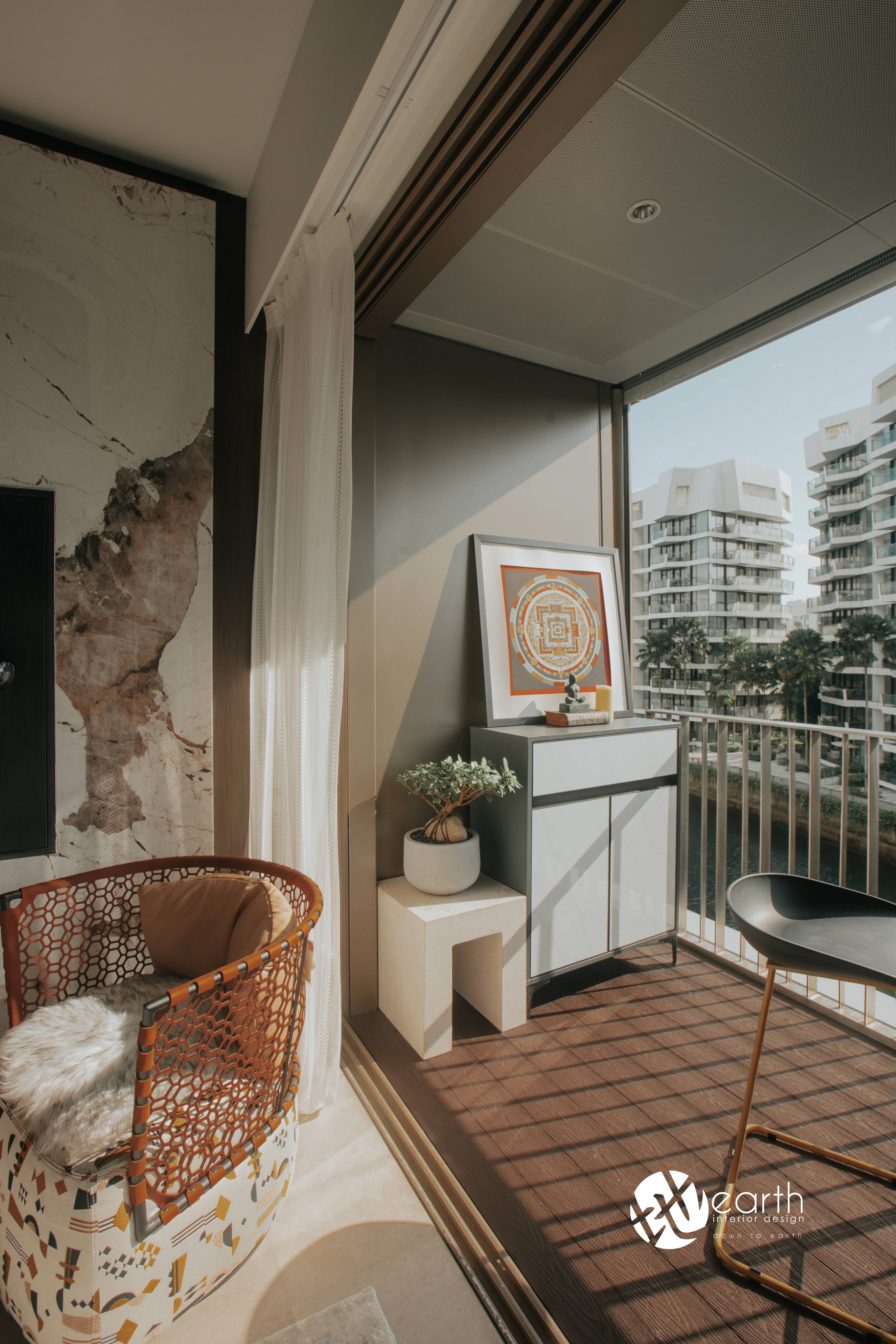 Balcony seating at Harbour Lux
