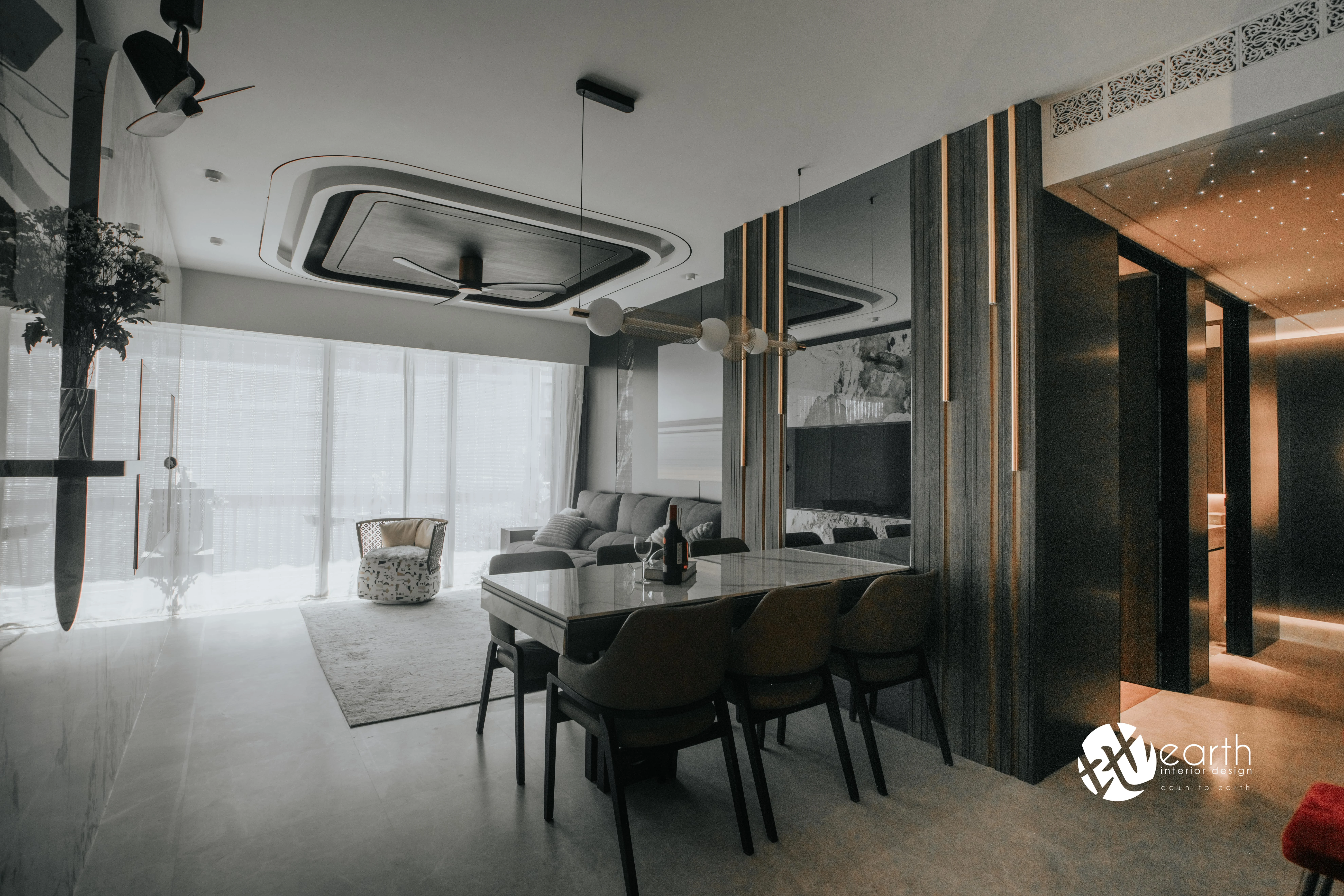 Open-plan living and dining space at Harbour Lux