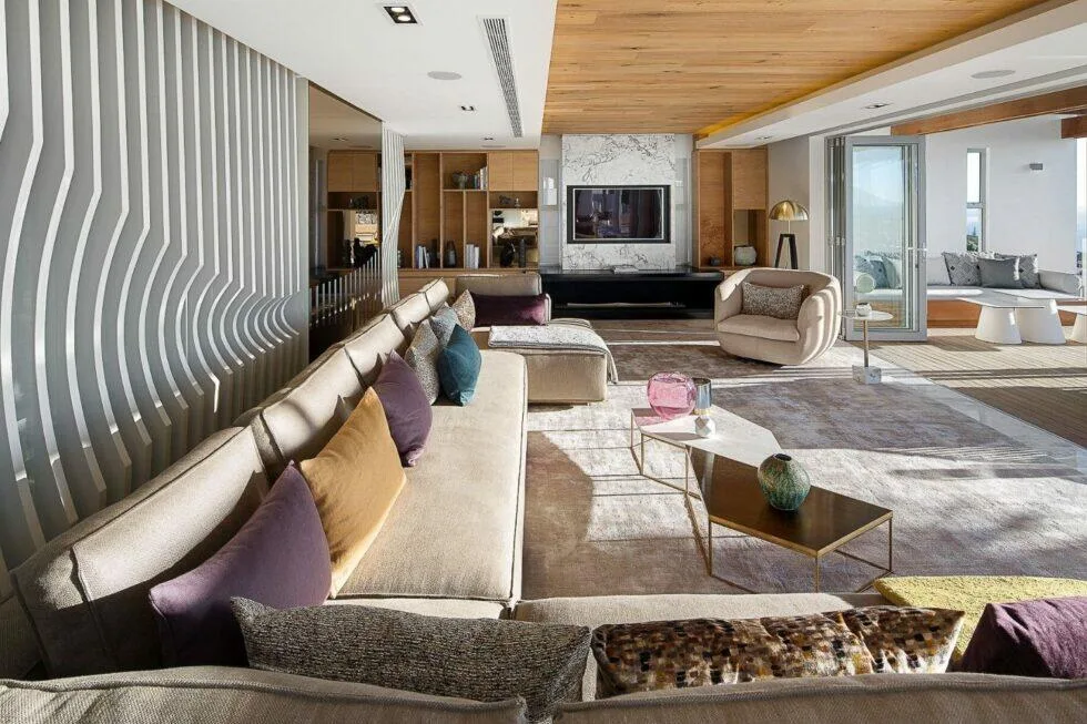 ARRCC Cape Villa &mdash; living room with vertical slats