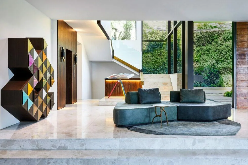 ARRCC Hillside View &mdash; marble entrance with geometric art