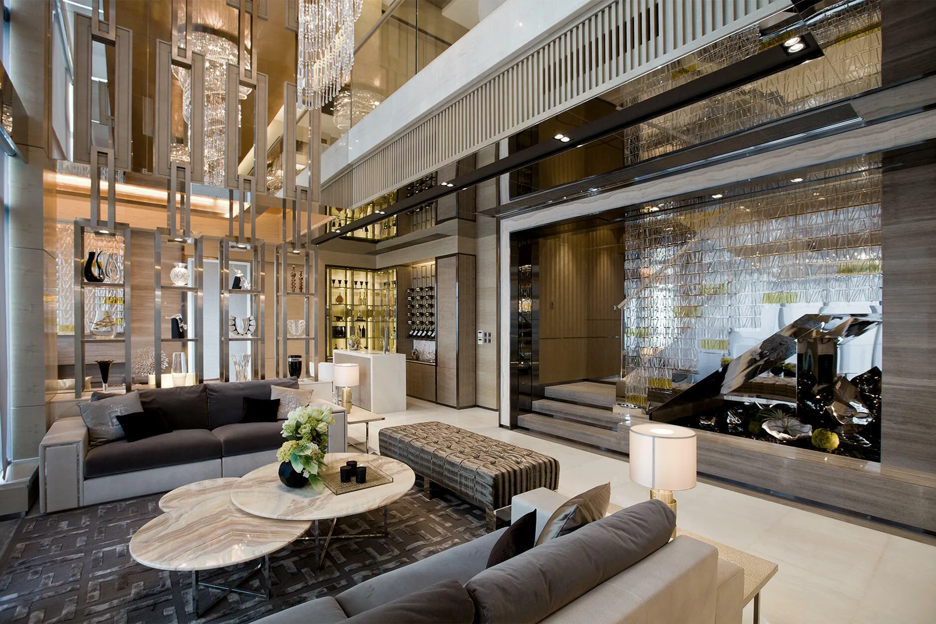 Palatial living room by Fusion Design Limited &mdash; grand textures and forms