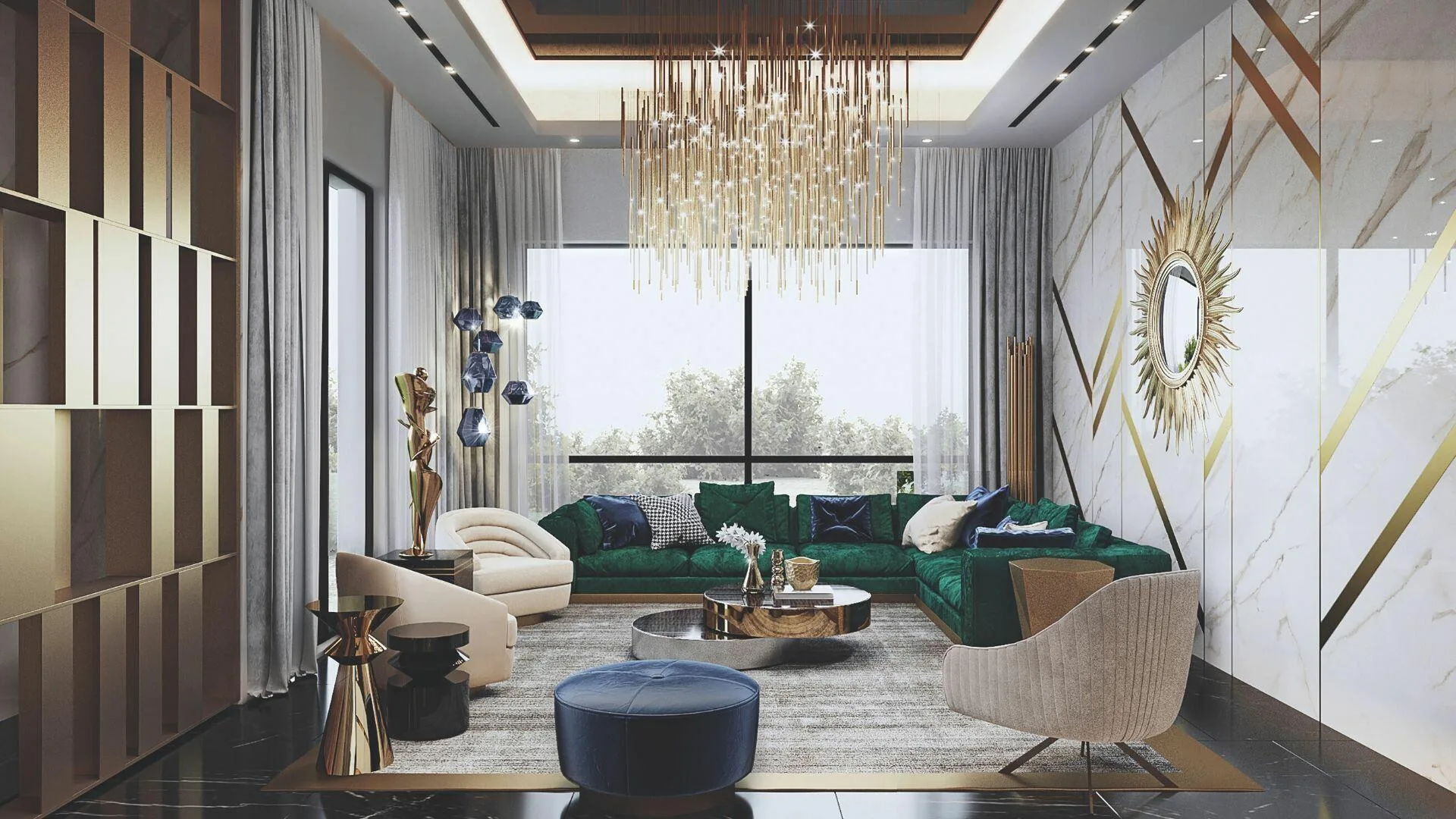 The Haute Interiors &mdash; Mid-century velvety gold interiors