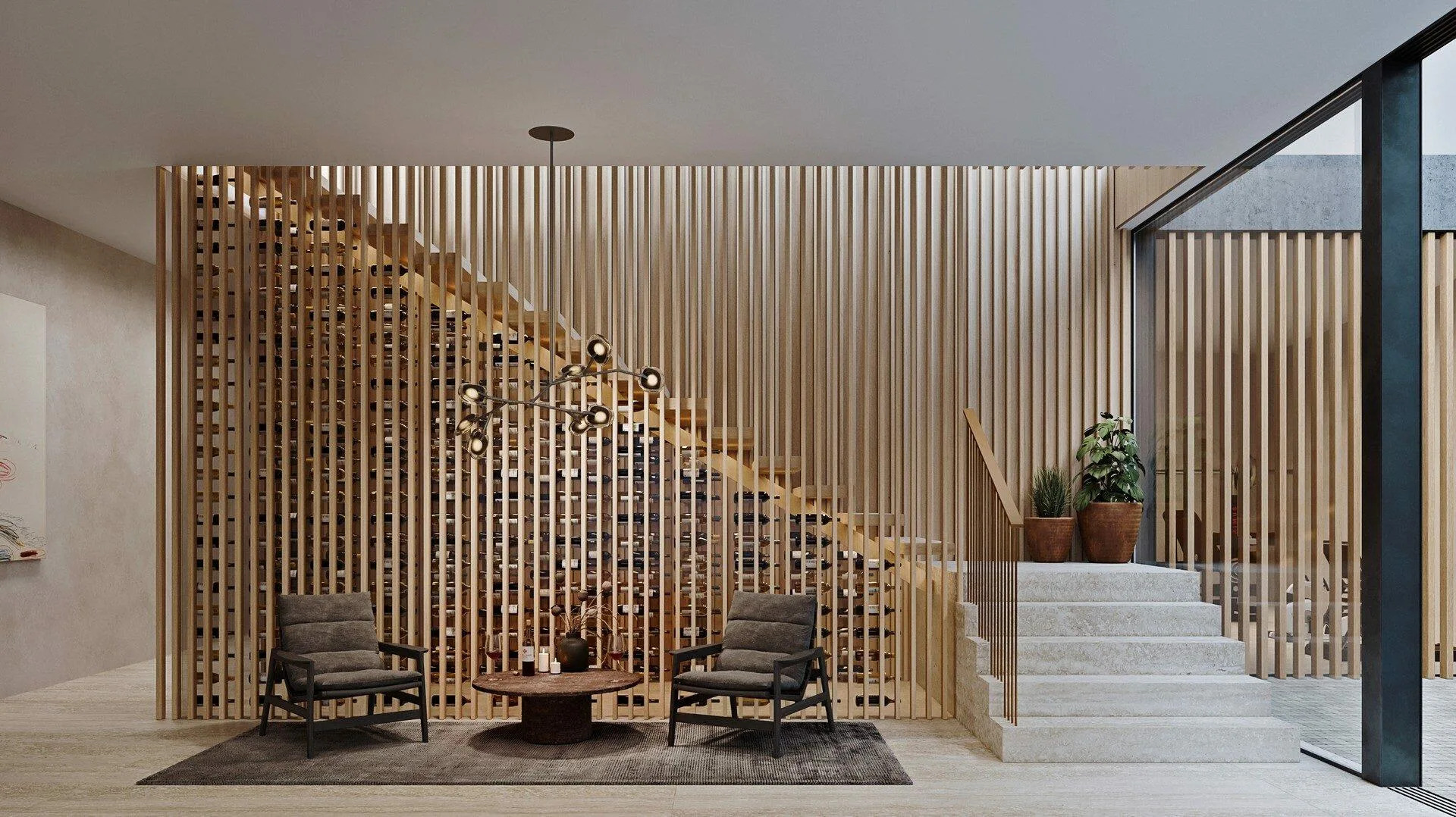 Plus Design Studio &mdash; wooden stilts staircase