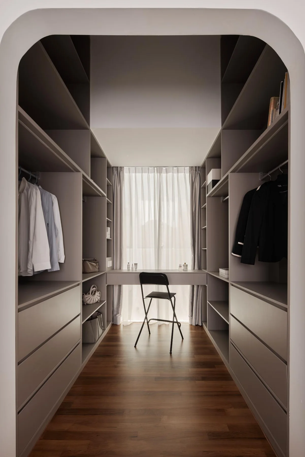 Open walk-in wardrobe adjoining the master bedroom