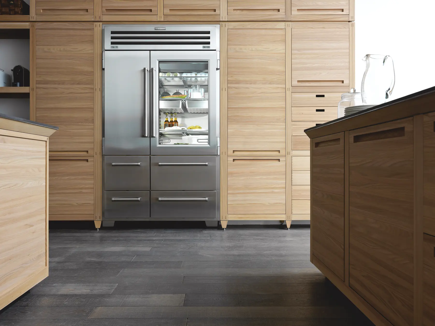 Sub-Zero PRO 48 Refrigerator Freezer with glass refrigerator door