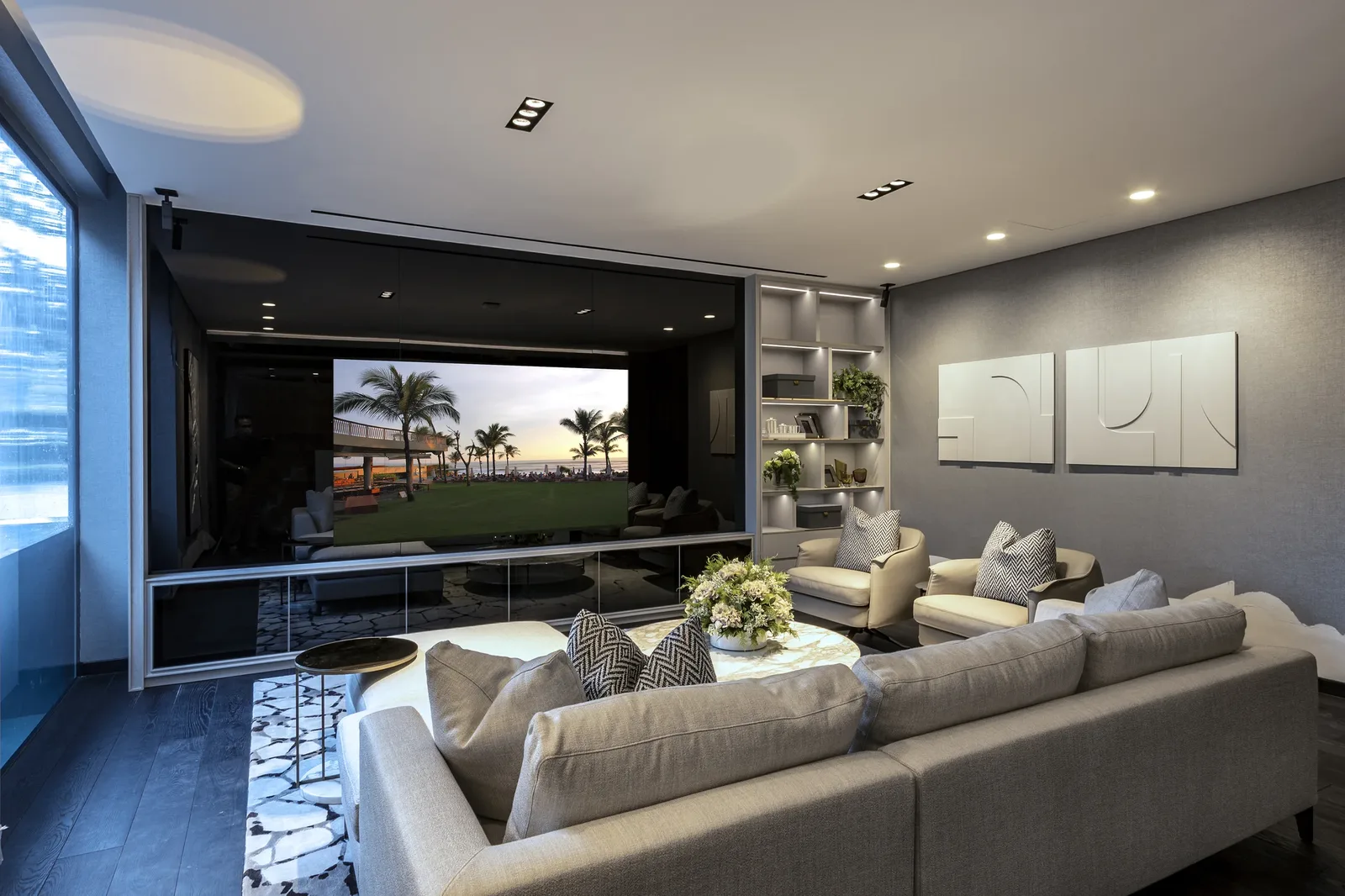 SuMisura &mdash; entertainment room with rich materials and curated appointments