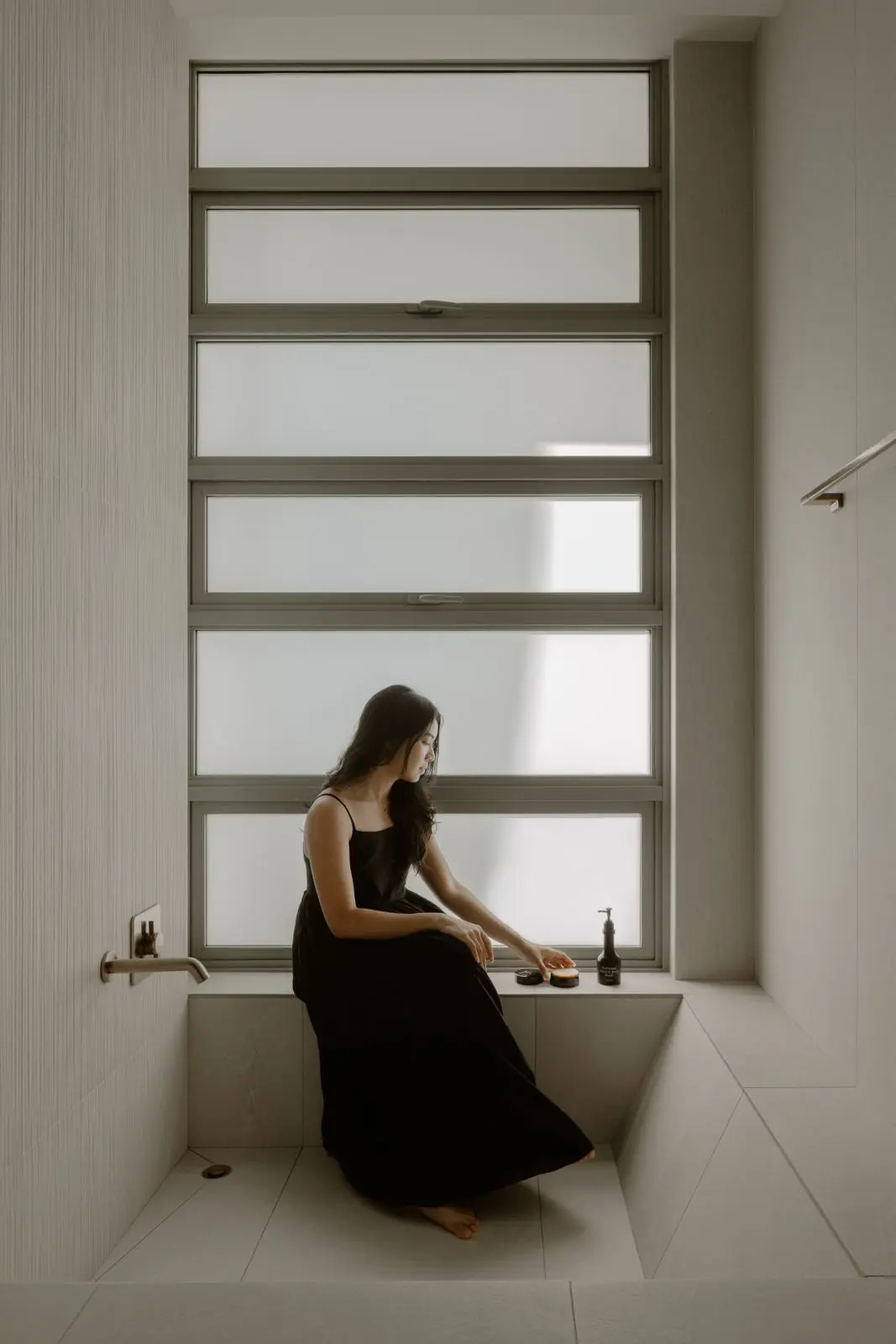Built-in window ledge forming a quiet seated corner